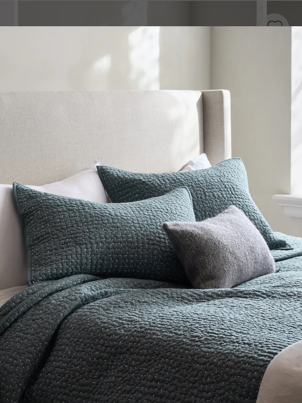 NWOT Quince Organic Cotton Hand Stitched Quilted Ocean Sham Set!